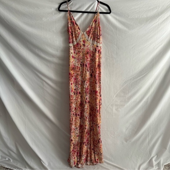 Favorite Daughter The Blackberry Pink Orange Floral Plunge Neckline Dress XL NEW - Picture 2 of 15